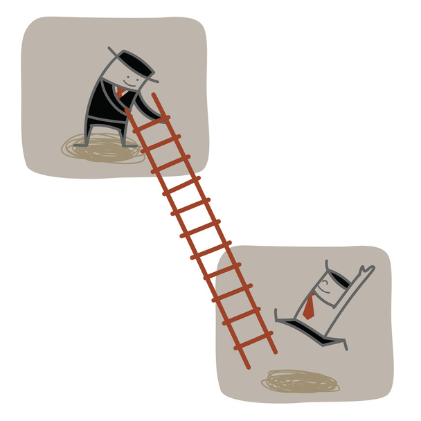 Empresario ayudar a otro a subir la escalera
 - Vector, imagen