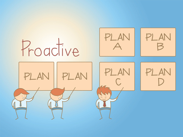 Proactive solution plan cartoon character - Vector, Image