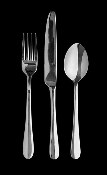 table cutlery black background - Photo, Image
