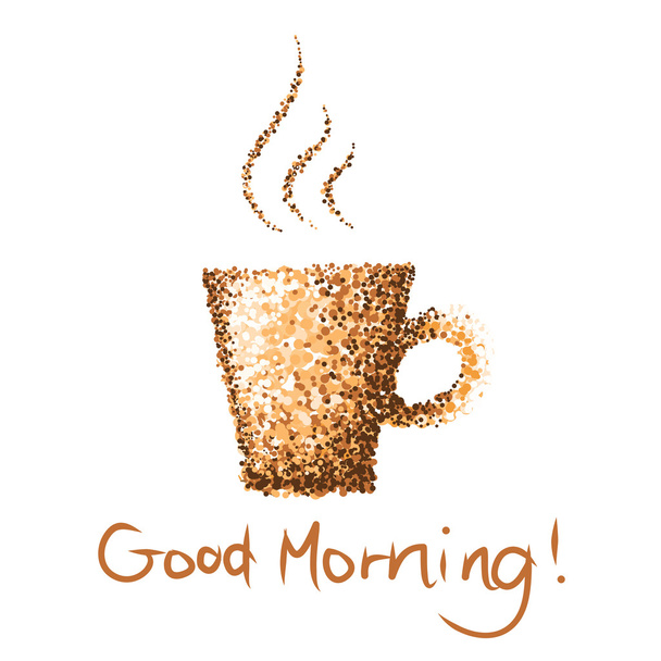 Coffee cup good morning dot paint - Vector, afbeelding