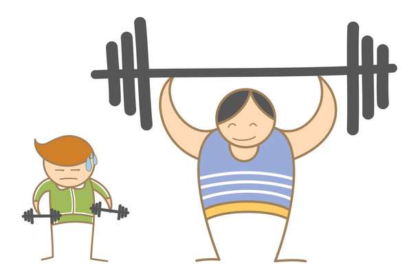 Two men working out in gym - Vector, Image
