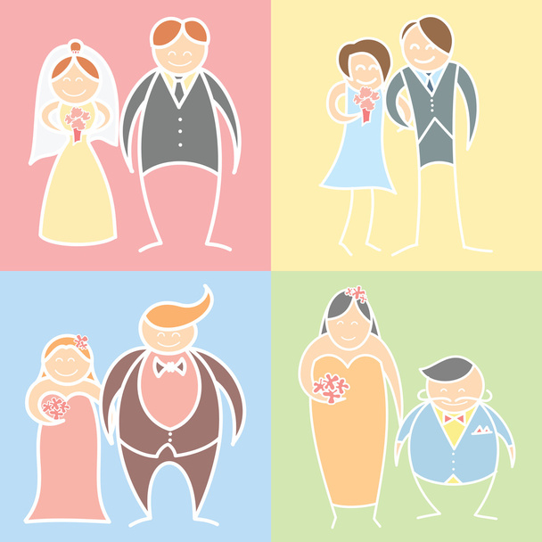 結婚式のカップルのセット - ベクター画像