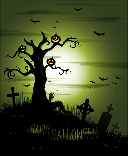 grüner Halloween-Hintergrund - Vektor, Bild