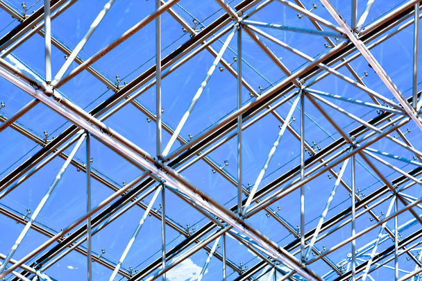 Abstract blue geometric ceiling in office center - Фото, зображення