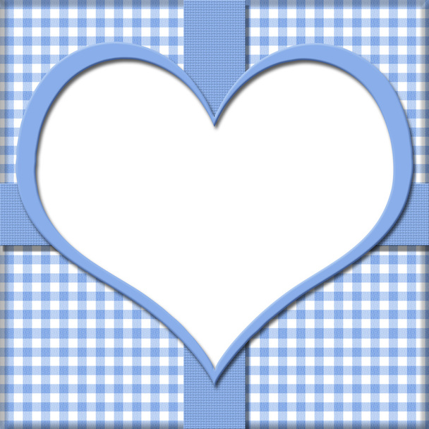 blauwe pastel met hart center en lint achtergrond voor uw mij - Foto, afbeelding