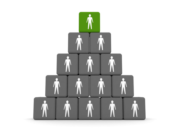 koncepce hierarchie. vůdce na vrcholu. 3D obrázek - Fotografie, Obrázek