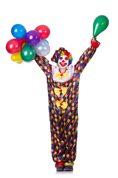Clown with balloons isolated on white - Fotografie, Obrázek