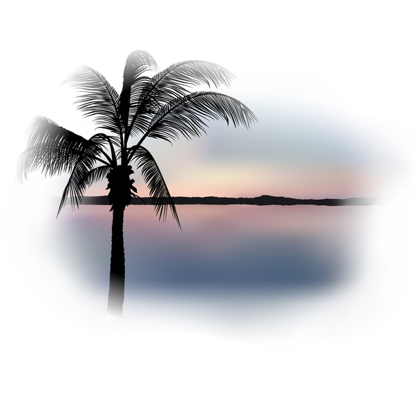 パーム シルエットと島 - ベクター画像