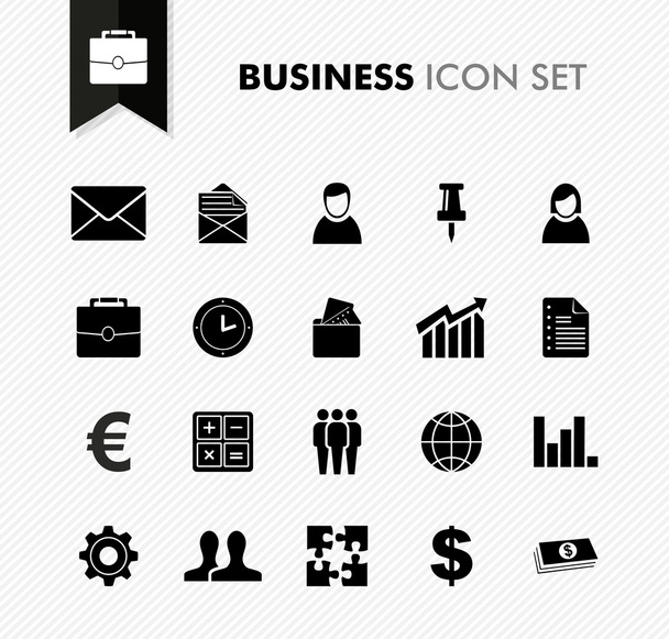 Black isolated business work icon set. - Vector, Imagen