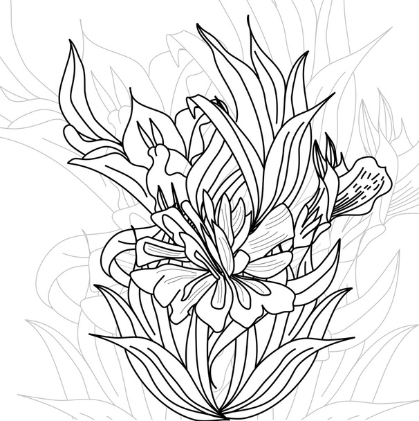 Monochrome floral background - Vector, Image