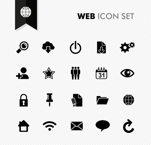 Black isolated web icon set. - Vetor, Imagem