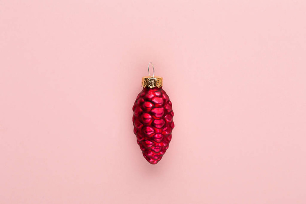 Christmas decorations on pink background. Christmas composition. - Photo, Image