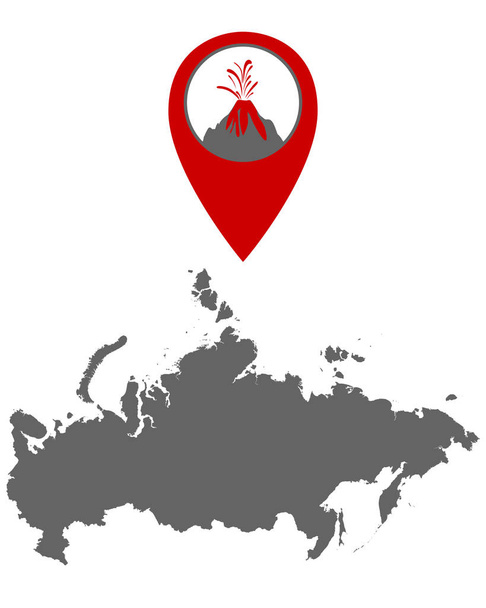 Mapa da Rússia com localizador de vulcão
 - Vetor, Imagem