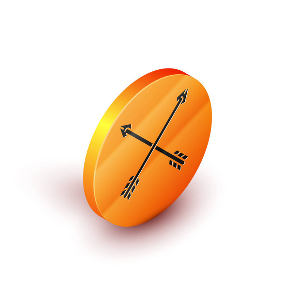 Izometrická ikona přeškrtnuté šipky je izolována na bílém pozadí. Oranžový kroužek. Vektorová ilustrace - Vektor, obrázek