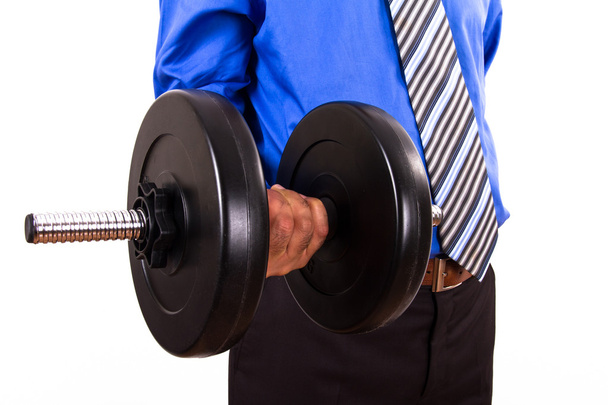 Businessman with Dumbbell - Foto, afbeelding