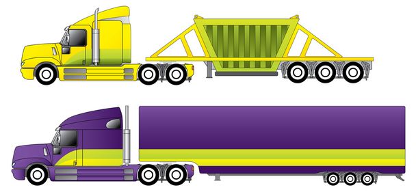 Hagyományos dobozos és a dump teherautók - Vektor, kép