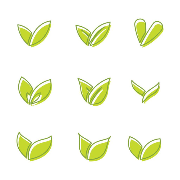Yeşil ağaç yaprağı ekolojisi logoları - Vektör, Görsel