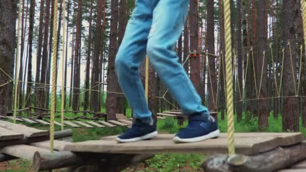 Kislány csinál fizikai aktivitás a Low Rope tanfolyam - Felvétel, videó
