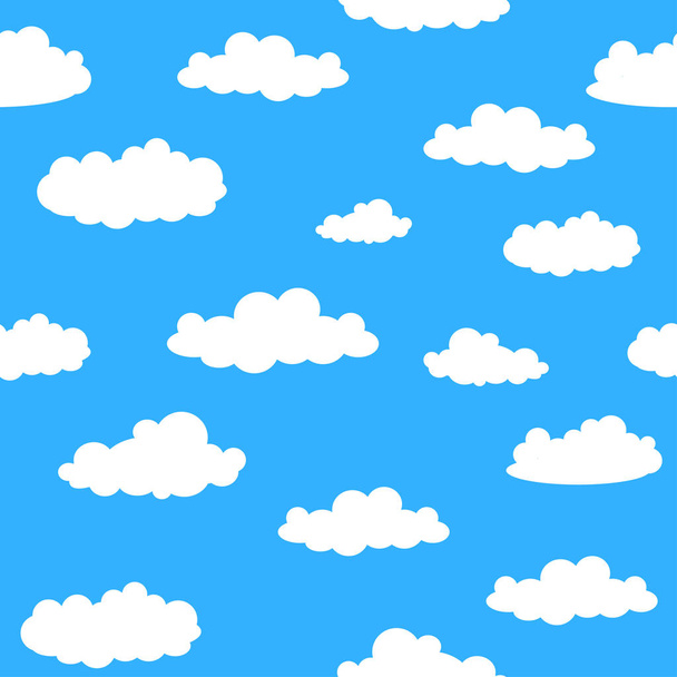 Бесшовный узор с голубым небом и белыми облаками - Вектор
 - Вектор,изображение
