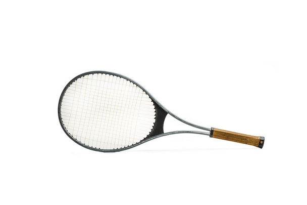 A vintage aluminum racket on a white background - Photo, Image