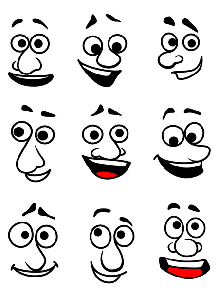 Emotional faces - Vector, Image