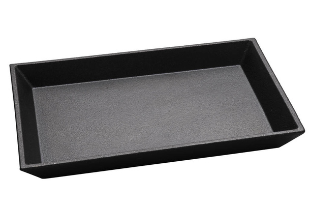 Empty Cast Iron rectangular, Cast iron tray,  isolated on white background with clipping path, Side view - Photo, Image
