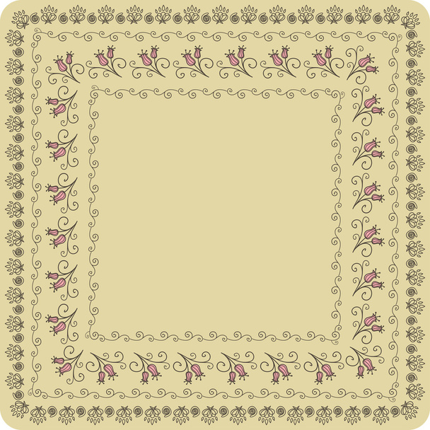 Vector doodle floral decorative frame - Vector, Image