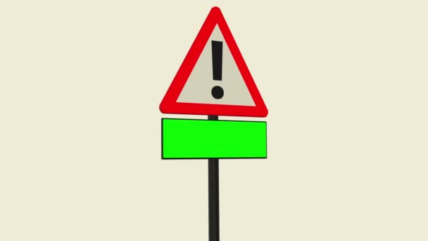 Beyaz arka planda uyarı yol işareti kavramı - Video, Çekim