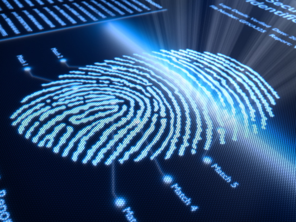 Fingerprint on pixellated screen - Photo, Image