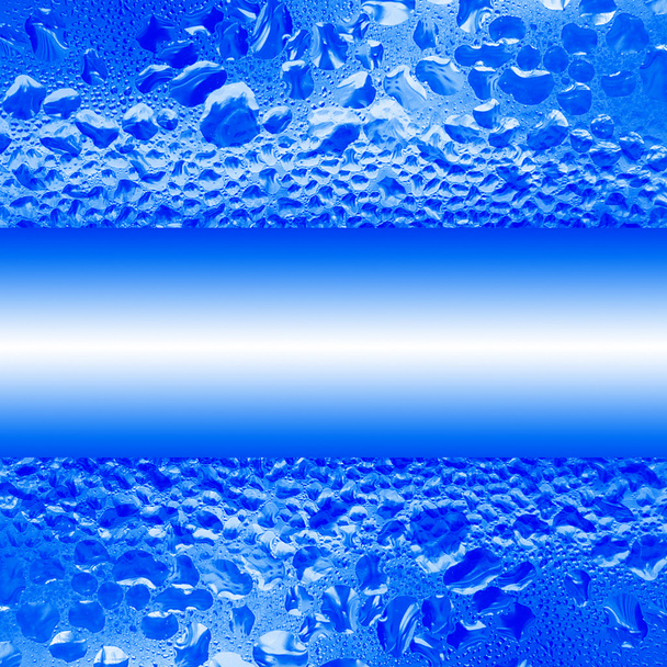 Blue background with water drops and stripe - Photo, Image