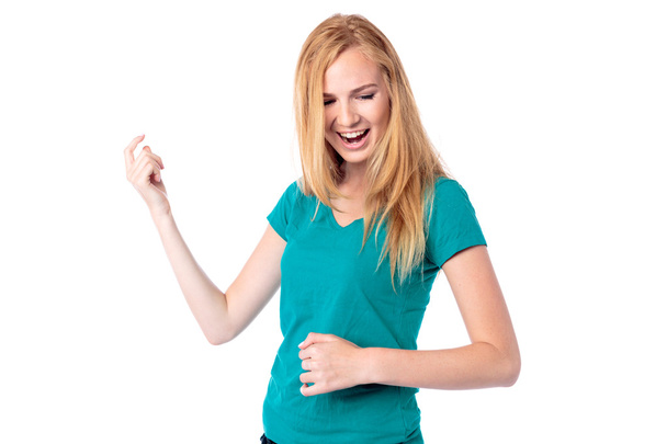 Laughing woman singing and dancing - Photo, Image