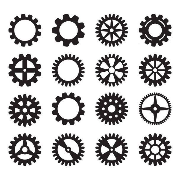 Conjunto de ícones de engrenagem. Rodas de transmissão de vectores e engrenagens isoladas sobre fundo branco
 - Vetor, Imagem