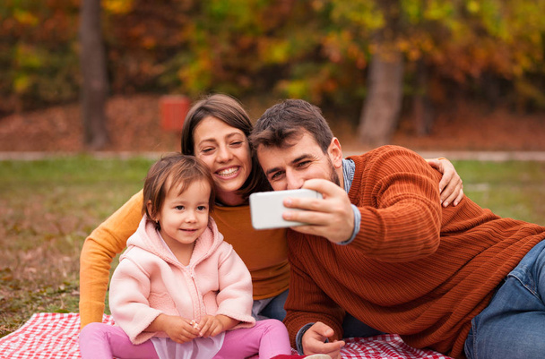 Happy  family making selfie - Zdjęcie, obraz