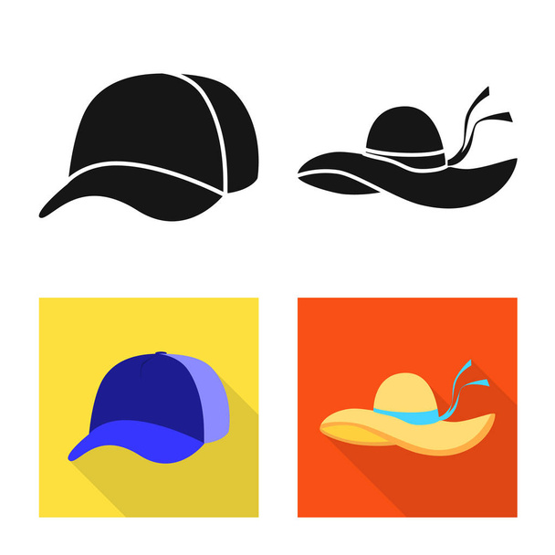 Vector design of clothing and cap icon. Set of clothing and beret stock vector illustration. - Vektori, kuva