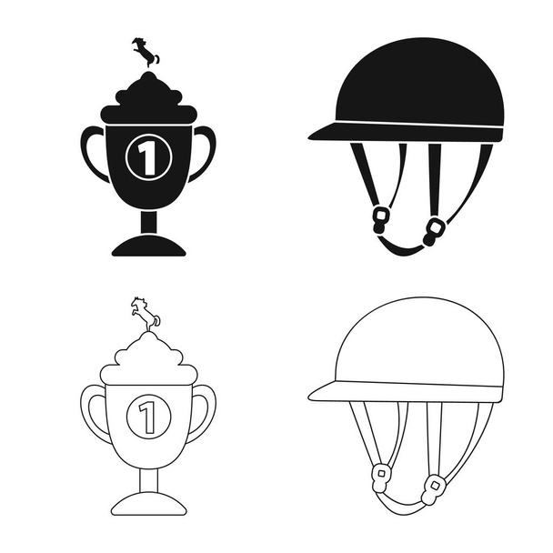 Vector illustration of equipment and riding symbol. Set of equipment and competition vector icon for stock. - Vektör, Görsel