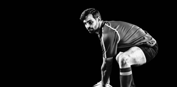 Tough Rugby Player isolated on black background  - Foto, immagini