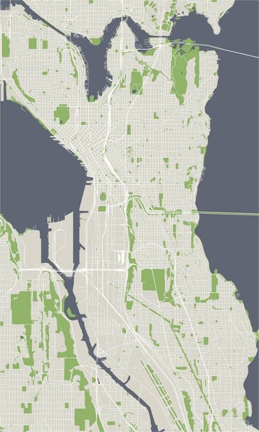 map of the city of Seattle, Washington, USA - Vector, Image