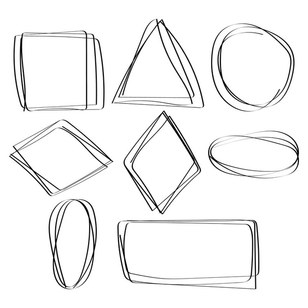 círculo, quadrado, retângulo, losango, oval, modelo de mão desenhado
 - Vetor, Imagem