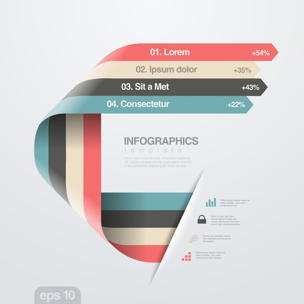 Infographics vector design template trendy ribbon flat style. - Vector, Image