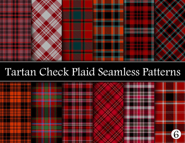 Set Tartan kariertes schottisches nahtloses Muster - Vektor, Bild