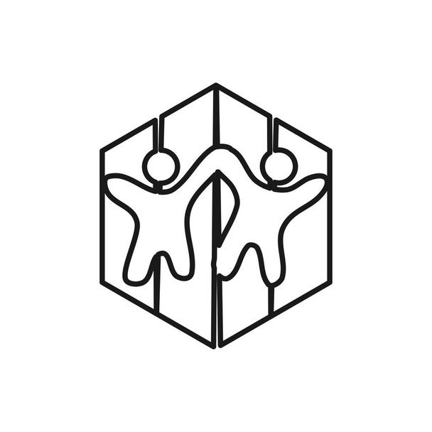 Spolupracovníků s Týmovost spolupráce osnova-symbol loga - Vektor, obrázek