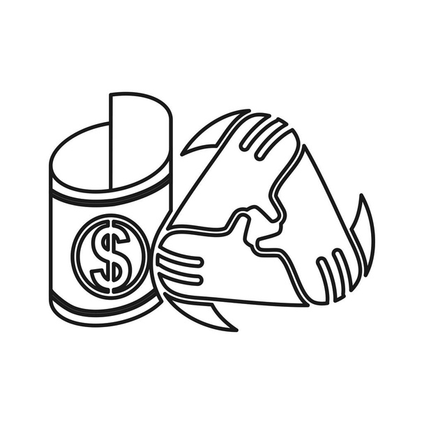 Money Roll Commitment Teamwork Together Outline Logo   - Vector, Image