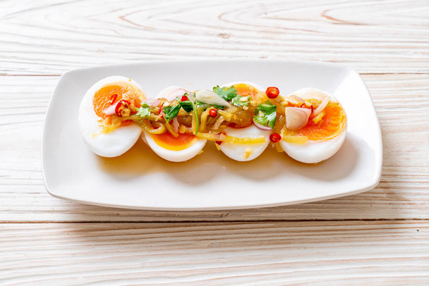 Soft Boiled Eggs Spicy Salad  - Photo, Image