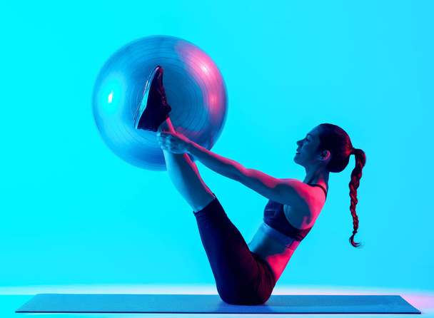 woman exercsing fitness pilates exercices isolated - Φωτογραφία, εικόνα