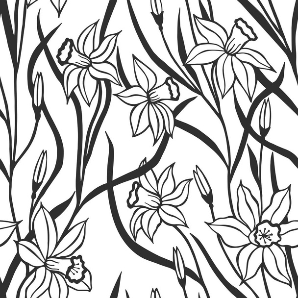 affodil flowers seamless pattern. eps10 vector illustration. hand drawing - Διάνυσμα, εικόνα