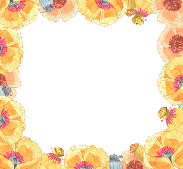 Aquarelle cadre carré de fleurs
. - Photo, image