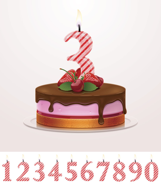 Gâteau d'anniversaire vectoriel avec bougie
 - Vecteur, image