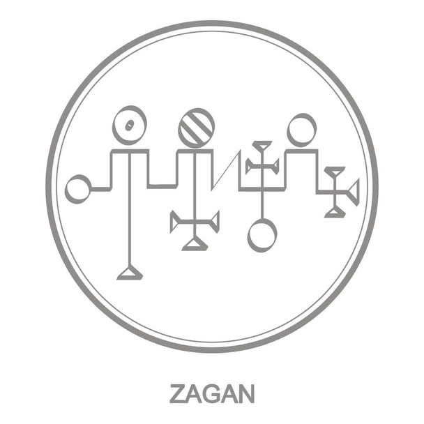 Vector icon with symbol of demon Zagan. Sigil of Demon Zagan - Vector, Image