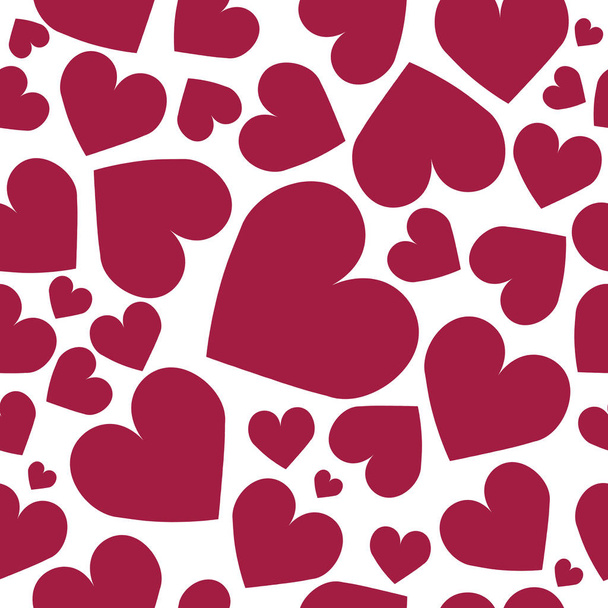 Square seamless postcard with red hearts pattern on white background - Photo, image
