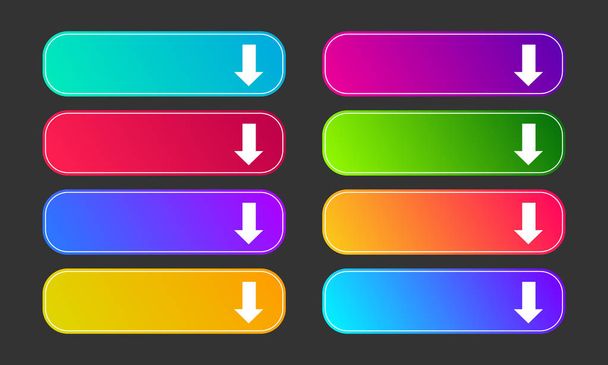 Set of eight modern gradient buttons with arrows - Vettoriali, immagini